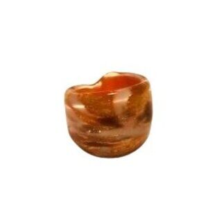 Murano Ring In Domed Design Orange White Gold Flecks Handmade